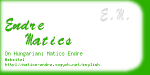 endre matics business card